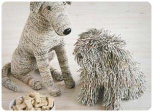 recycled newspaper dogs