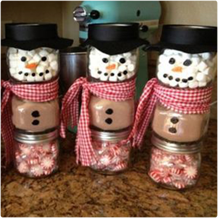 Stacked Jar Hot Chocolate Snowmen
