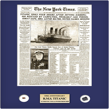 Titanic Page with Authentic Coal and Wood from the Ship