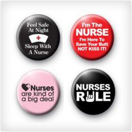 Funny Nurse Buttons 4-Pack