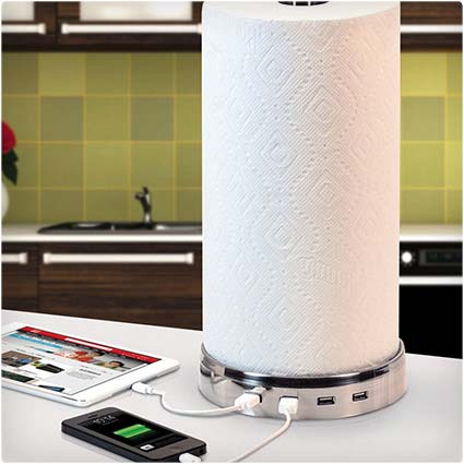 Paper Towel Hub With USB Ports