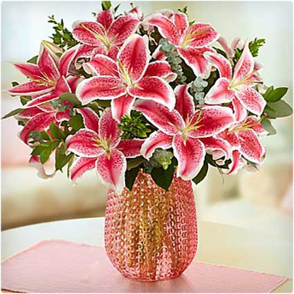 Stunning-Pink-Lilies-for-Mom