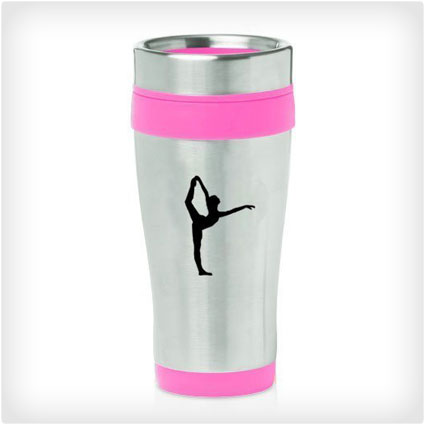 Hot Pink 16oz Insulated Stainless Steel Travel Mug Z1782 Dancer Gymnastics