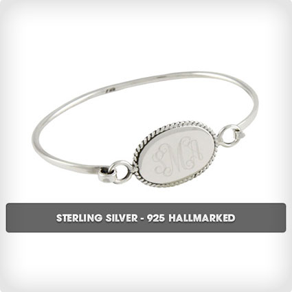 Engraved Silver Braided Disc Bangle
