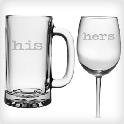 His Beer Mug and Her Wine Glass