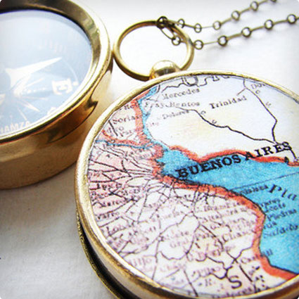 Personalized Map Compass Necklace