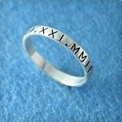 Personalized Roman Date Ring