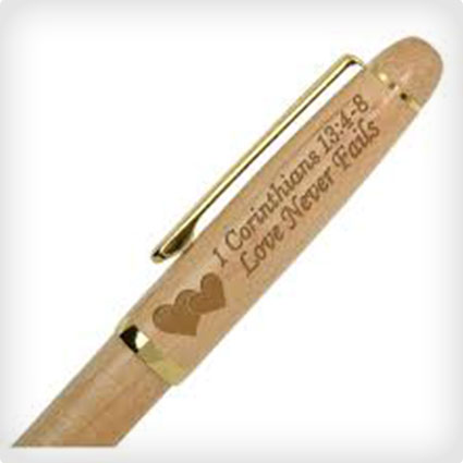 Wooden Pen with Golden Accents