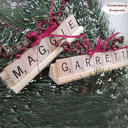 Personalized Scrabble Ornament with Tile Tray