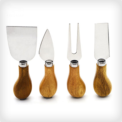 4-Piece Cheese Knife Set with Bamboo Wood Handles