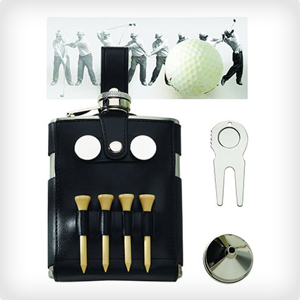 6 Oz. Stainless Steel Golf Flask with Golf Case