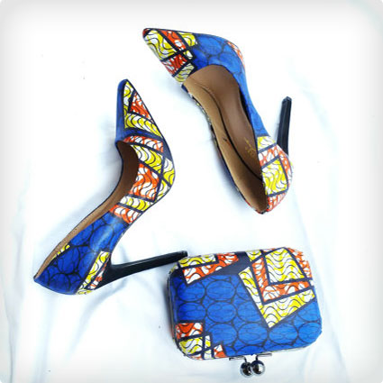 African Print Shoes & Clutch Set