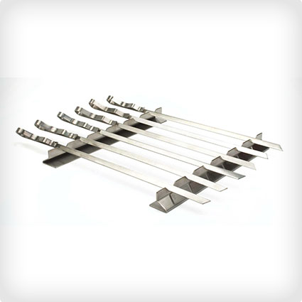 Best of Barbeque Stainless Steel Kabob Rack Set with 6 17” Skewers
