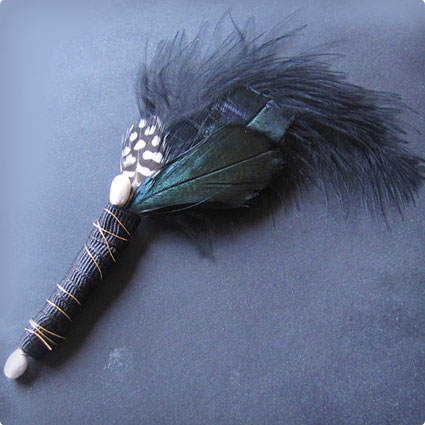 Black Feather Boutonniere 