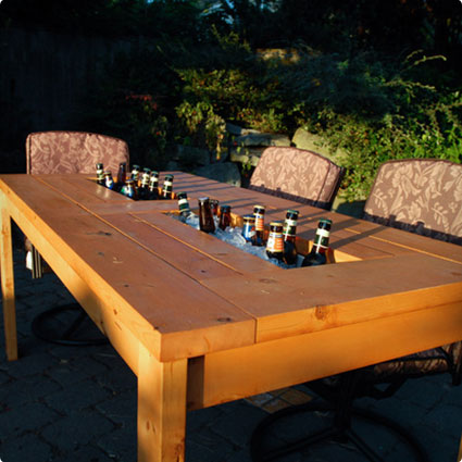 DIY Patio Table with Built-In Beer/Wine Coolers