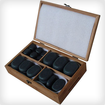 Health and Fitness Basalt Lava Hot Stone Massage Kit with 36 Pieces