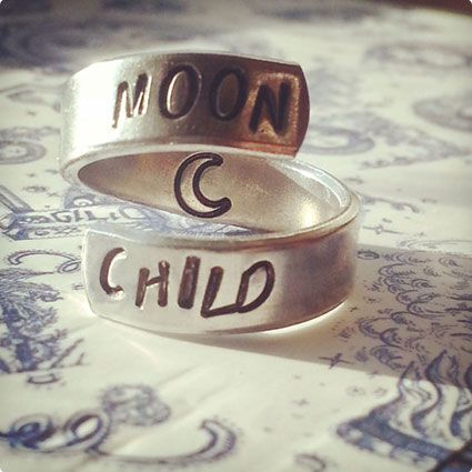 Moon child aluminum ring swirl style