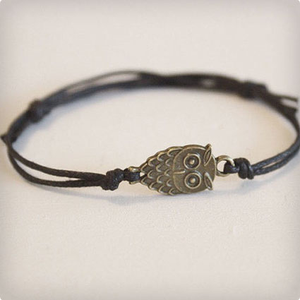 Owl Bracelet or Anklet in Antique Brass