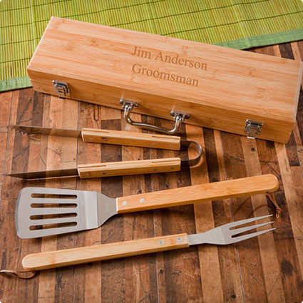 Personalized Grilling Set w/ Bamboo Case