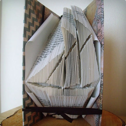 Sailboat Folded Book Sculpture