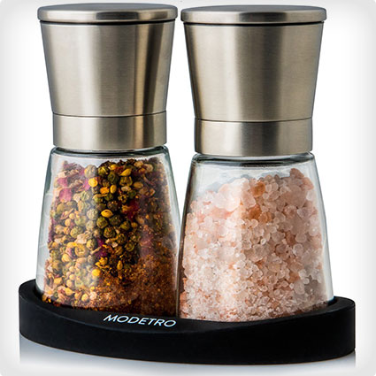 Salt and Pepper Grinder Set with Silicon Stand