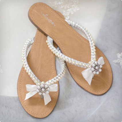 Sandals w/ Pearls & Rhinestones