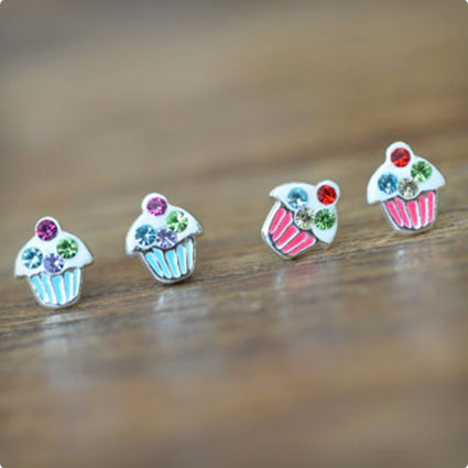 Sterling Silver Cupcake Earrings