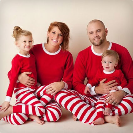 Unisex Kids Children Red and White Striped Pajamas