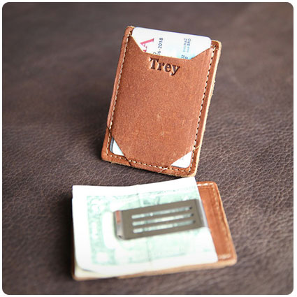 The Trey Personalized Money Clip Fine Leather Wallet 