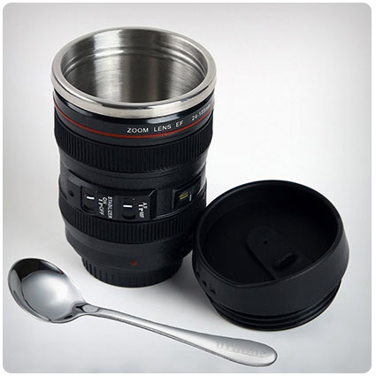 Coffee Mug Camera Lens Travel Thermos
