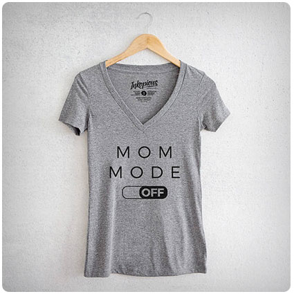 Mom Mode Off Deep V Grey Shirt