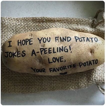 Potato Parcel Message on A Potato