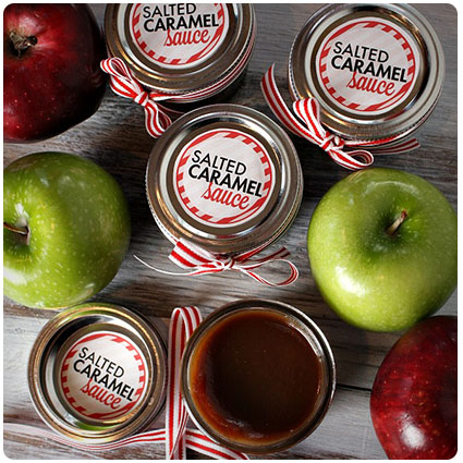 Salted Caramel Sauce with Labels