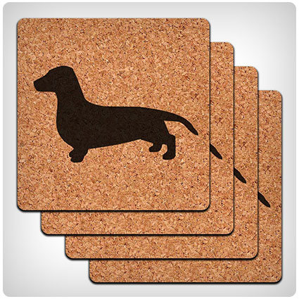 Dachshund Weiner Dog Low Profile Cork Coaster Set