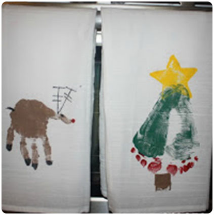 Hand And Foot Stamped Dish Towels
