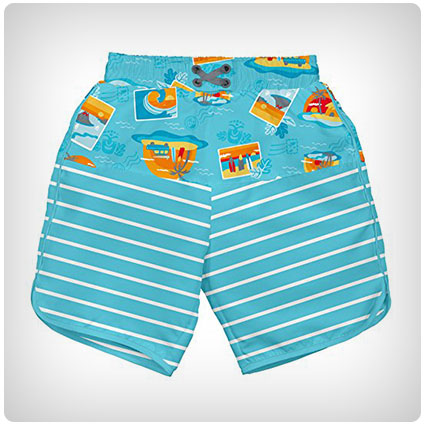 Board Shorts With Built-In Reusable Absorbent Swim Diaper