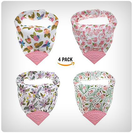 Floral Bandana Teething Bibs With Attached Teether