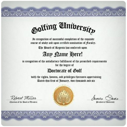 Golfer Golf Degree Diploma