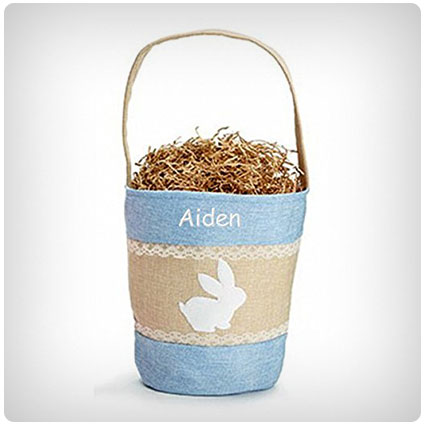 Personalized Linen Bunny Easter Basket