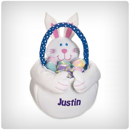 Personalized Plush Boy Easter Bunny Basket Tote