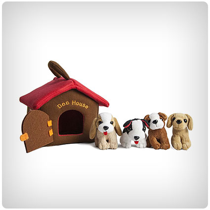Puppy Dog House Carrier With 4 Barking Puppies Playset
