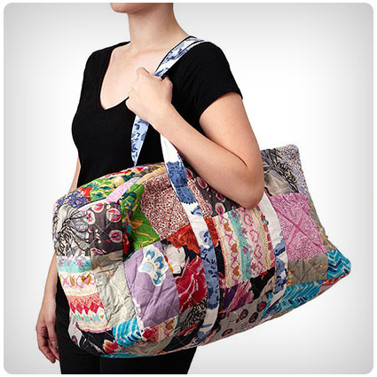Upcycled Cotton Sari Duffel Bag