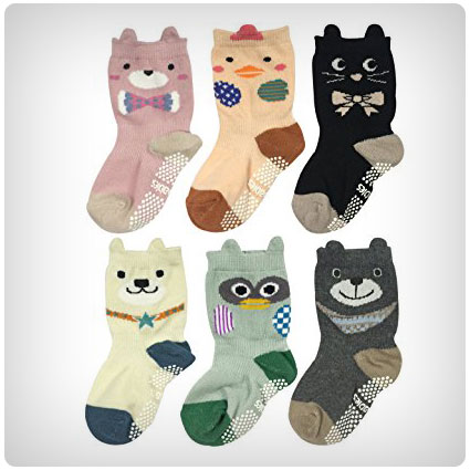 Wrapables Peek A Boo Animal Non-Skid Toddler Socks