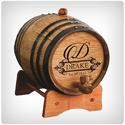 Custom Engraved Oak Wine Barrel