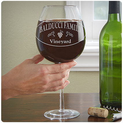 Family Winery Whole Bottle Personalized Oversized Wine Glass