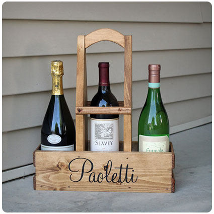 Rustic Personalized Wine Caddy