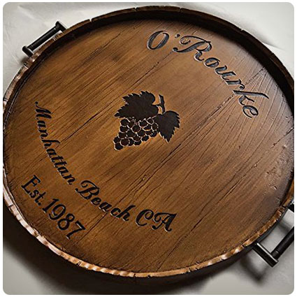 Wine Barrel Serving Tray Personalized