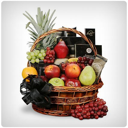 With Sympathy Fruit and Gourmet Basket