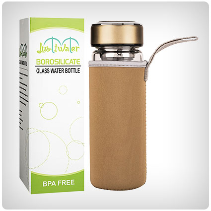 Justfwater Fruit and Tea Infuser Glass Water Bottle