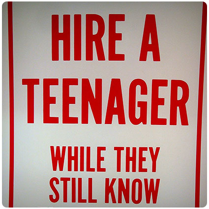 Leister Hire a Teenager Plastic Sign